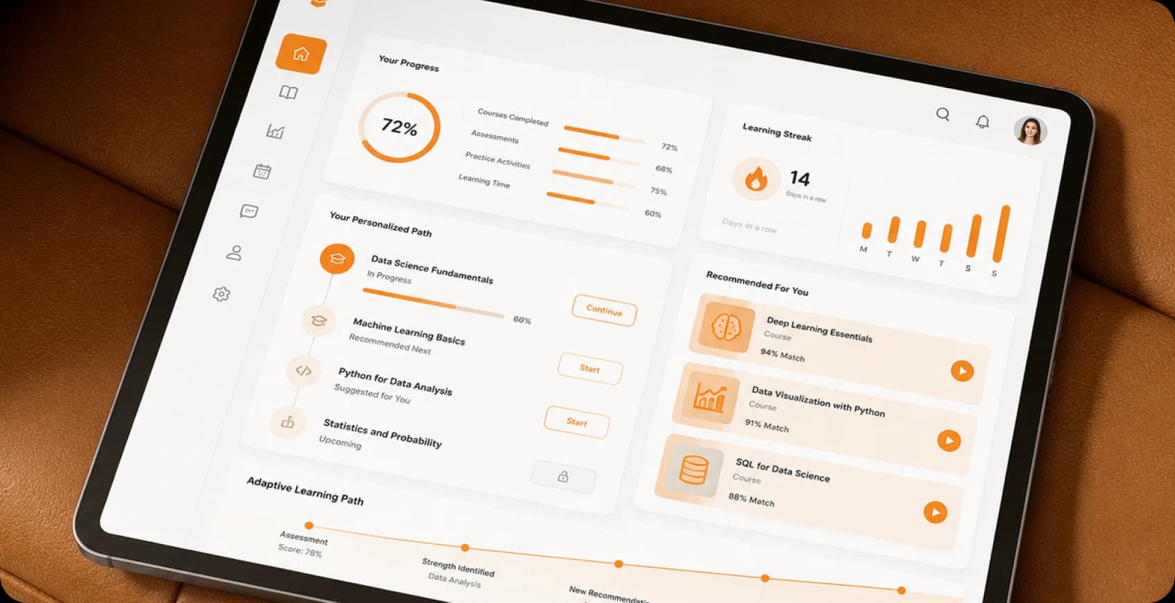 Adaptive learning recommendations updating in real time