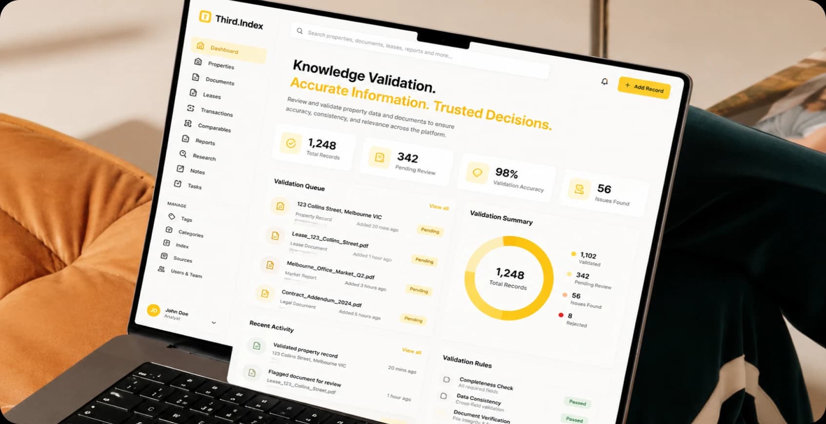 Knowledge validation for accurate property information