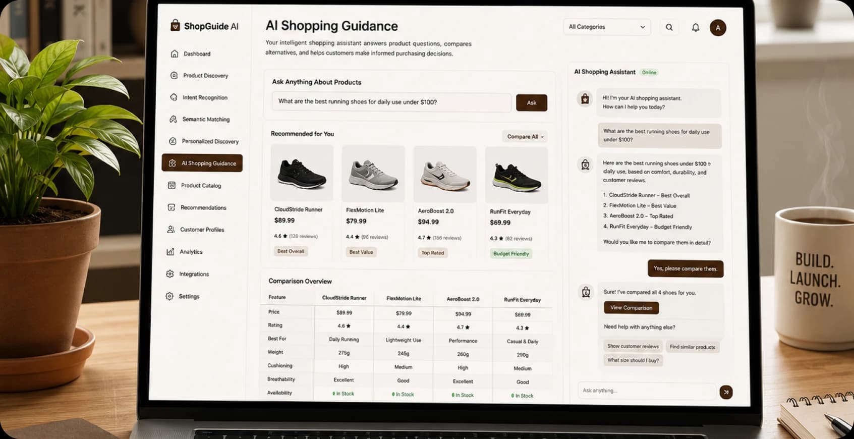 AI shopping assistant guiding purchase decisions