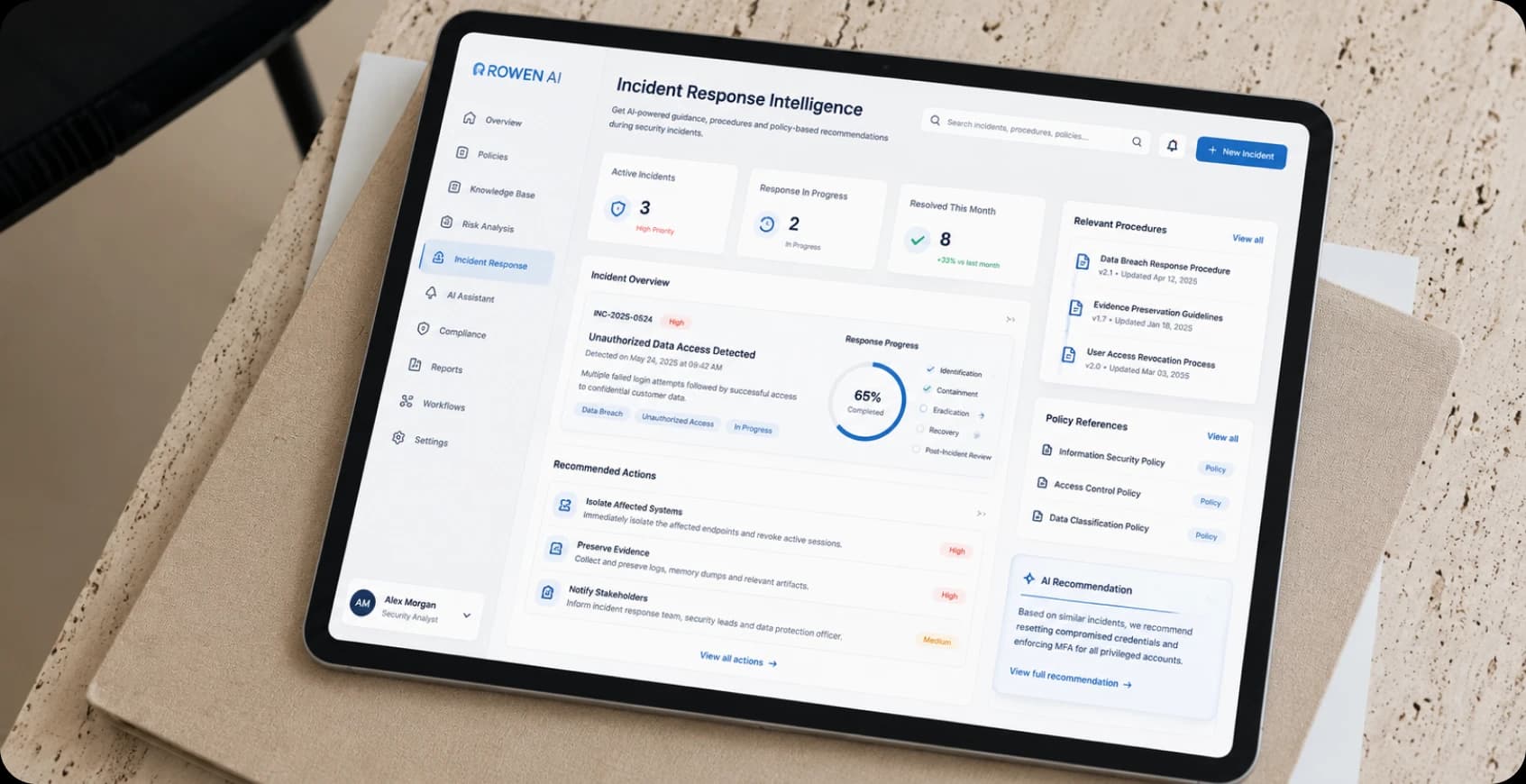 Incident response policy retrieval during security events