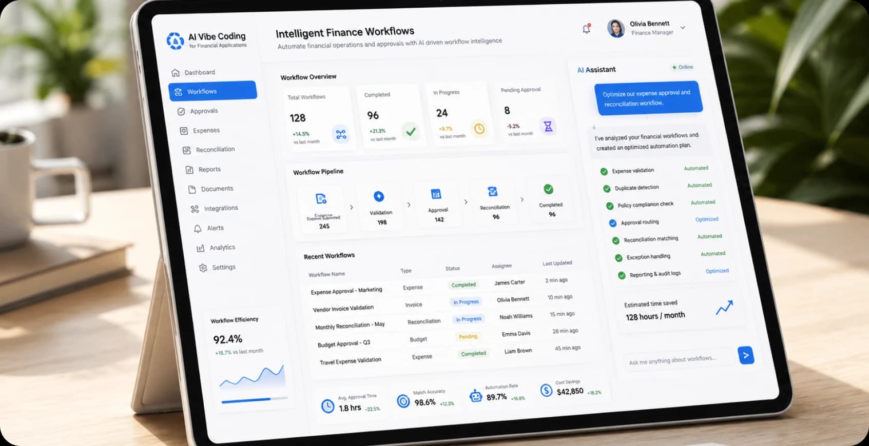Intelligent finance workflow automation