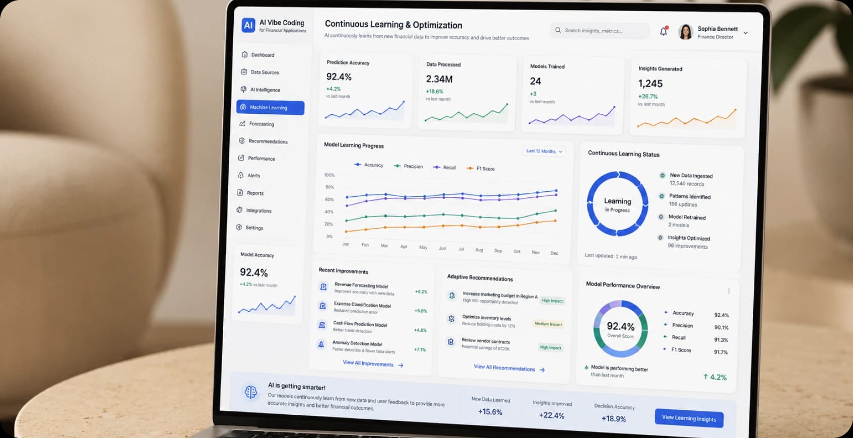 Continuous learning for finance platform optimization