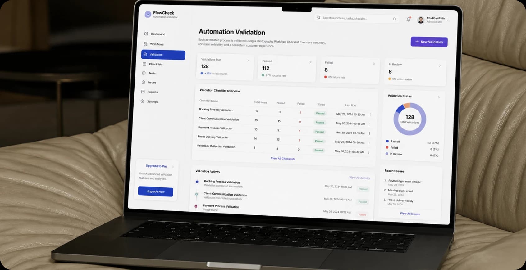 Automation validation for photography business workflows