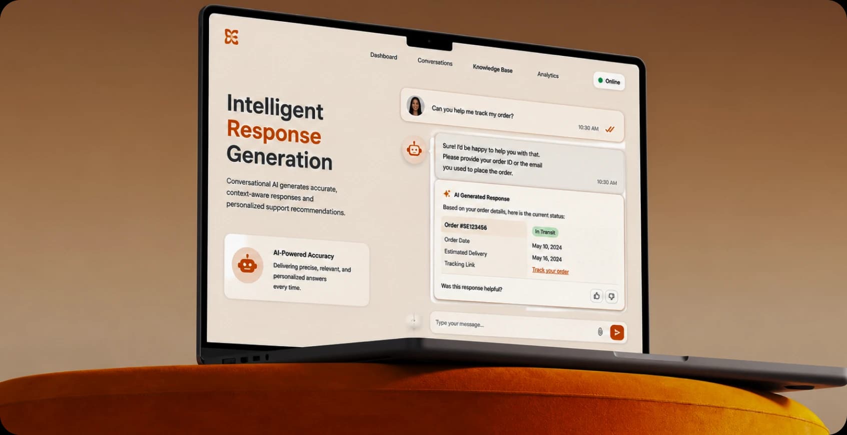 Conversational AI generating context-aware support responses