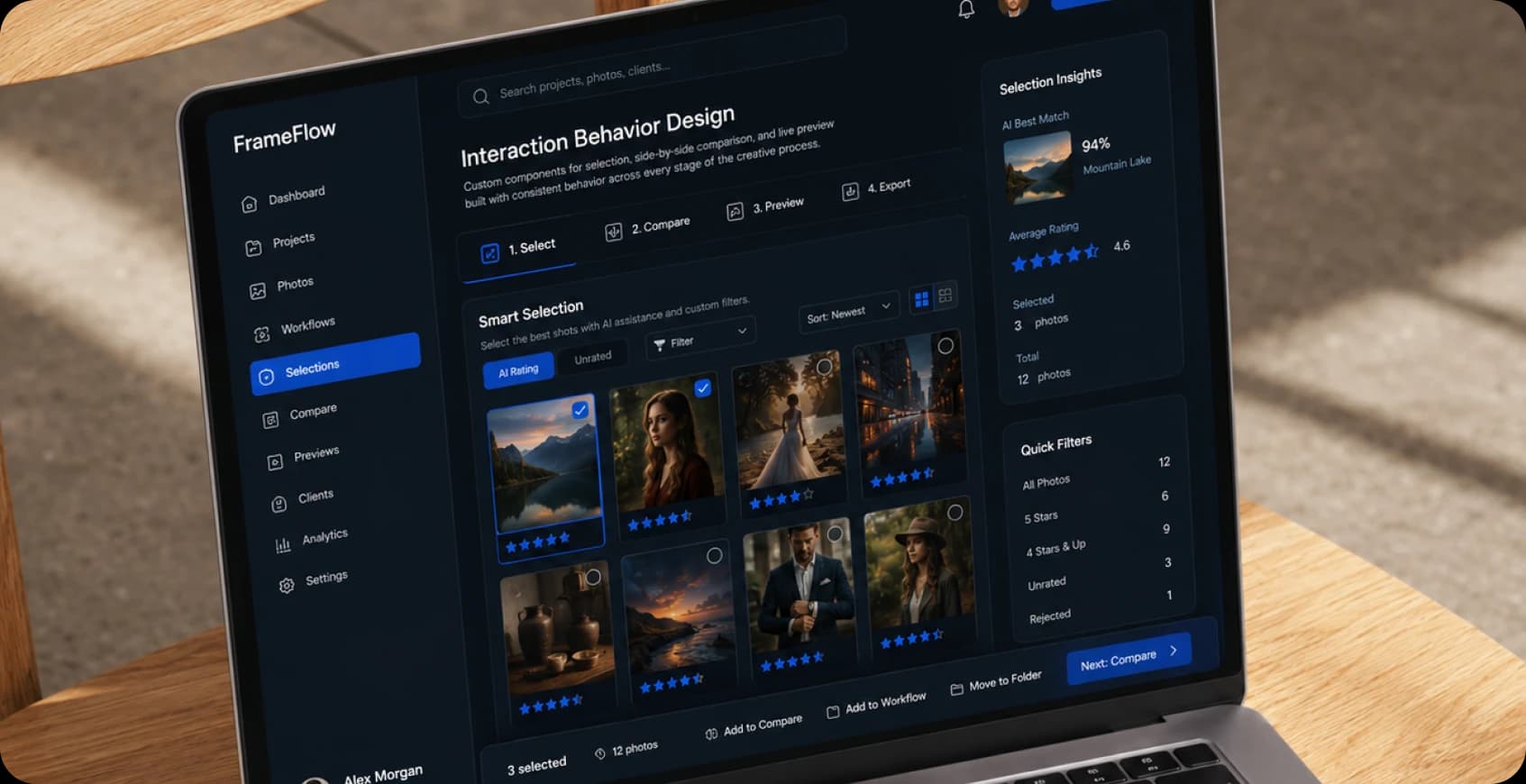 Interaction design for photo selection and comparison tools