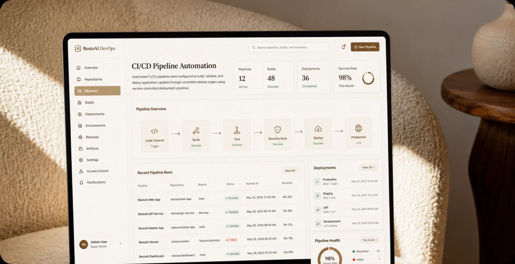 CI/CD pipeline automation for restaurant software releases