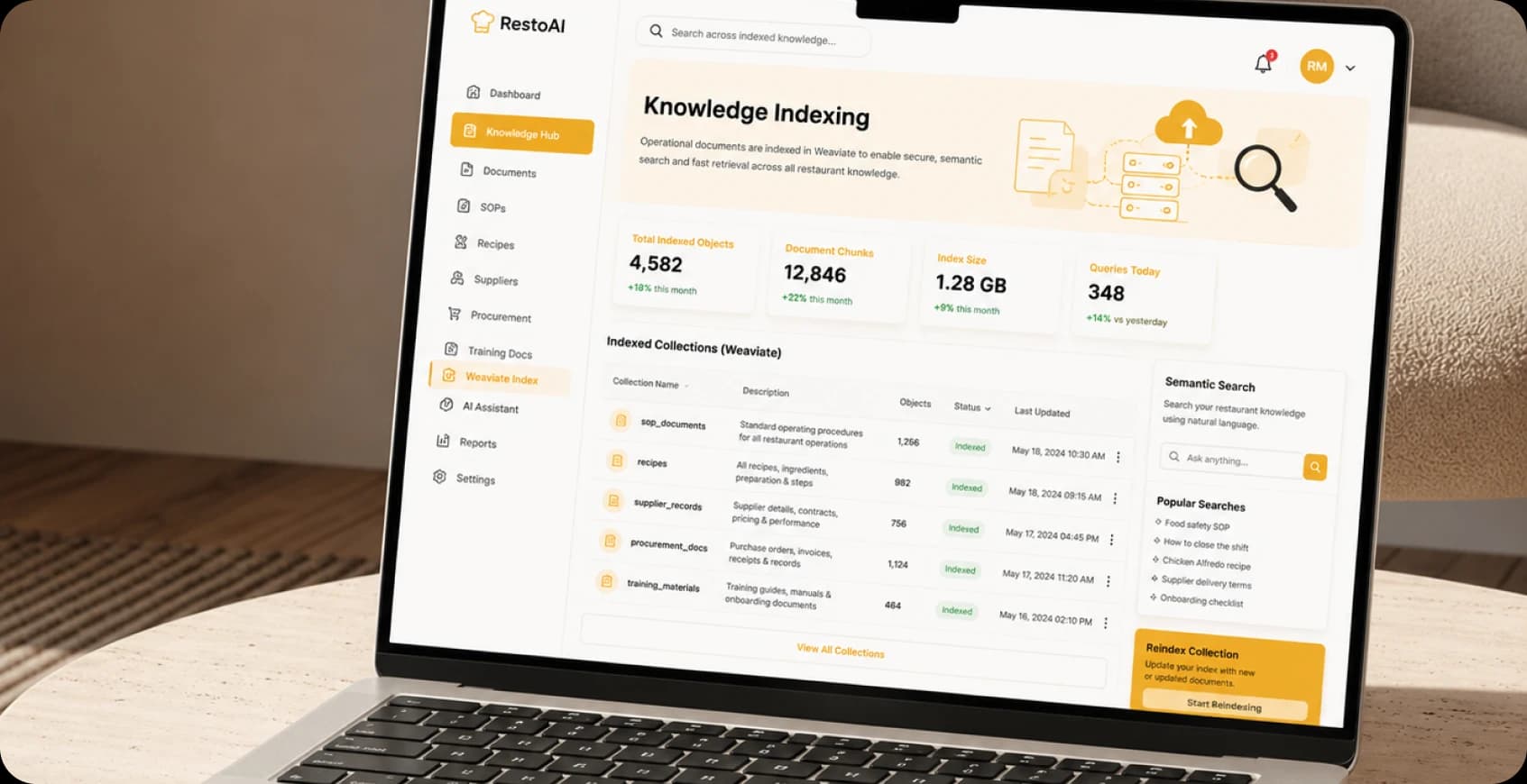 Indexing restaurant documents in Weaviate for secure search