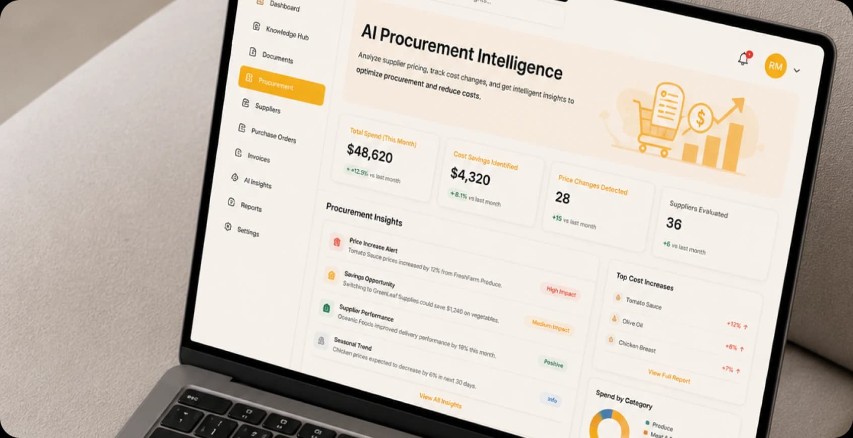 AI procurement intelligence for restaurant supplier pricing