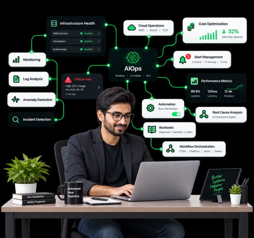 Hire AIOps Engineer: IT operations, cost reduction, automation, and AI integration