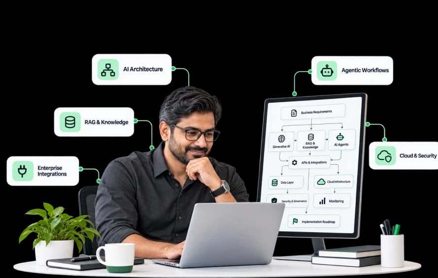 AI Architecture, RAG & Knowledge, Enterprise Integrations, Agentic Workflows, Cloud & Security